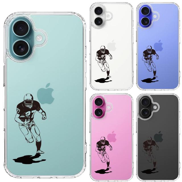 iPhone16 ケース クリア アメフト クオーターバック スマホケース 側面ソフト 背面ハード ハイブリッド 送料無料-1