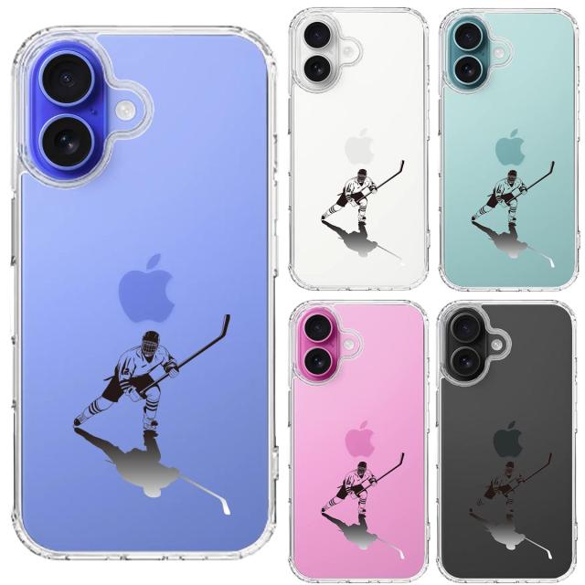 iPhone16 ケース クリア アイスホッケー 影付き スマホケース 側面ソフト 背面ハード ハイブリッド 送料無料-1