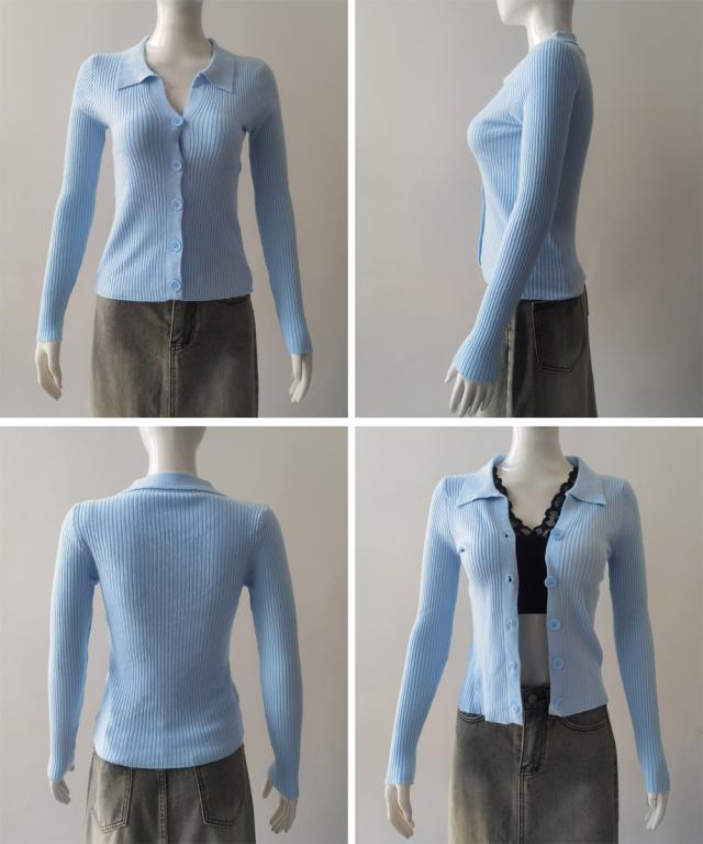 ニットトップス レディース Vネック長袖 送料無料 即日発送-4