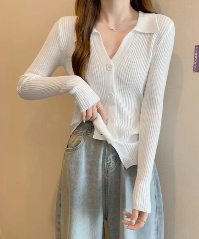 ニットトップス レディース Vネック長袖 送料無料 即日発送-6