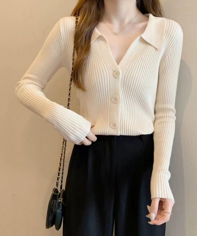 ニットトップス レディース Vネック長袖 送料無料 即日発送-8