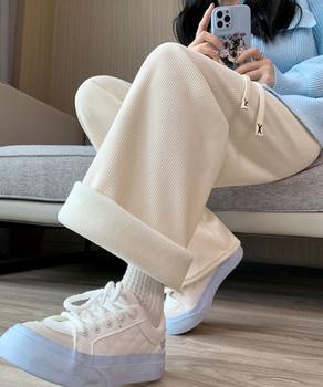 裏起毛 コーデュロイパンツ ハイウエスト 送料無料 即日発送-3