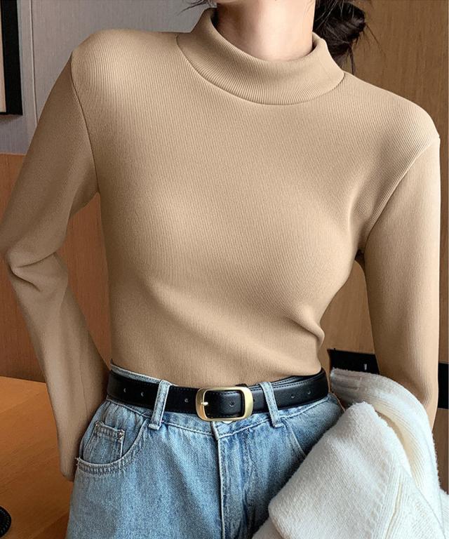 無地インナー 裏起毛 カットソー 保温 送料無料 即日発送-5