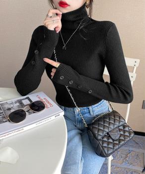ハイネックニットトップス 長袖ニットソー 送料無料 即日発送-4