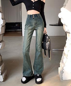 レトロ セミフレアデニムパンツレディース SK21664351-2186 送料無料 即日発送-2