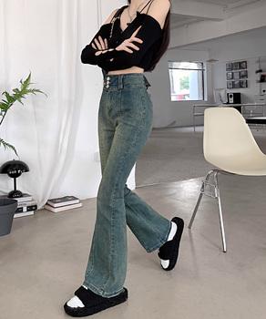 レトロ セミフレアデニムパンツレディース SK21664351-2186 送料無料 即日発送-4