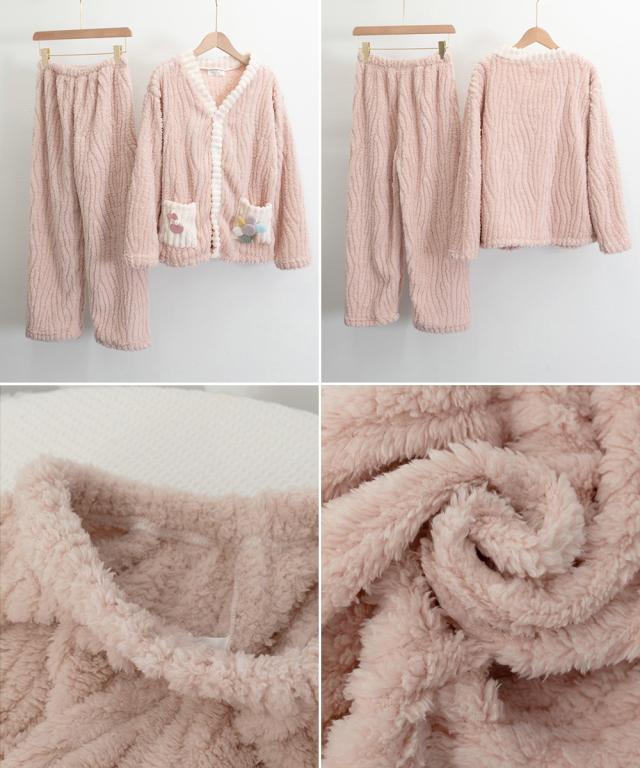 フリースパジャマ ふわふわルームウェア冬 送料無料 即日発送-2