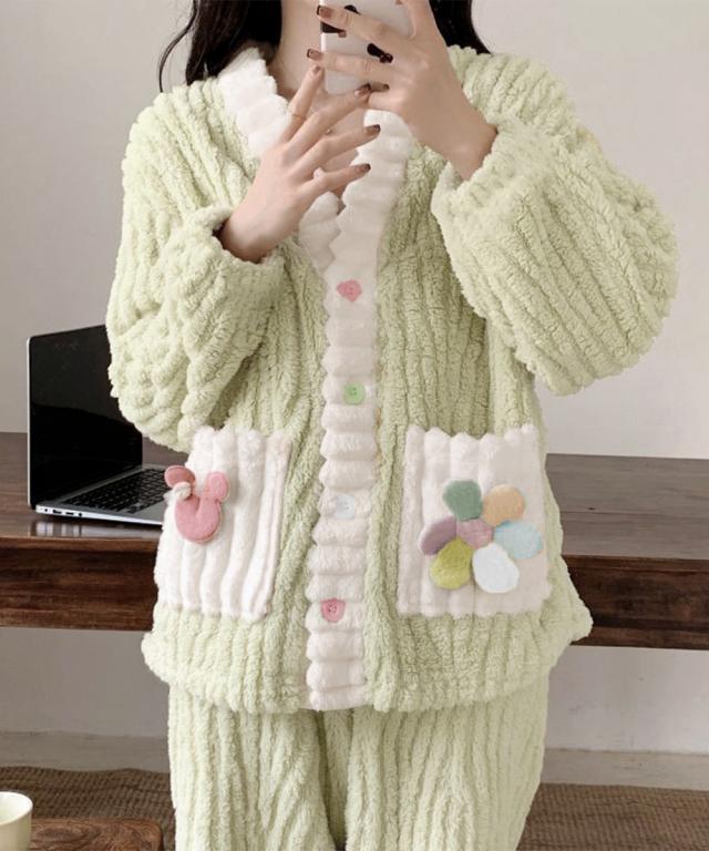 フリースパジャマ ふわふわルームウェア冬 送料無料 即日発送-7