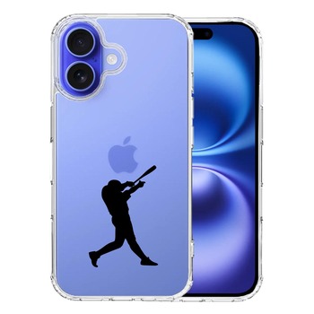 iPhone16 ケース クリア 野球 バッター スマホケース 側面ソフト 背面ハード ハイブリッド  送料無料-0