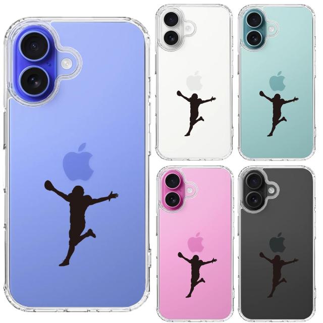 iPhone16 ケース クリア タッチダウン 歓喜 スマホケース 側面ソフト 背面ハード ハイブリッド 送料無料-1