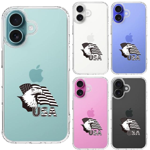 iPhone16 ケース クリア 白頭鷲 星条旗 スマホケース 側面ソフト 背面ハード ハイブリッド  送料無料-1