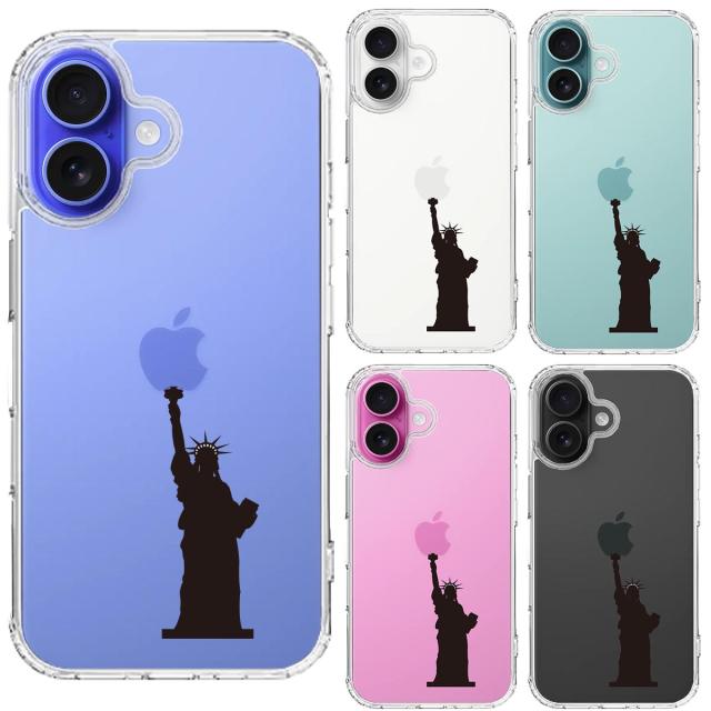 iPhone16 ケース クリア 自由の女神 スマホケース 側面ソフト 背面ハード ハイブリッド  送料無料-1