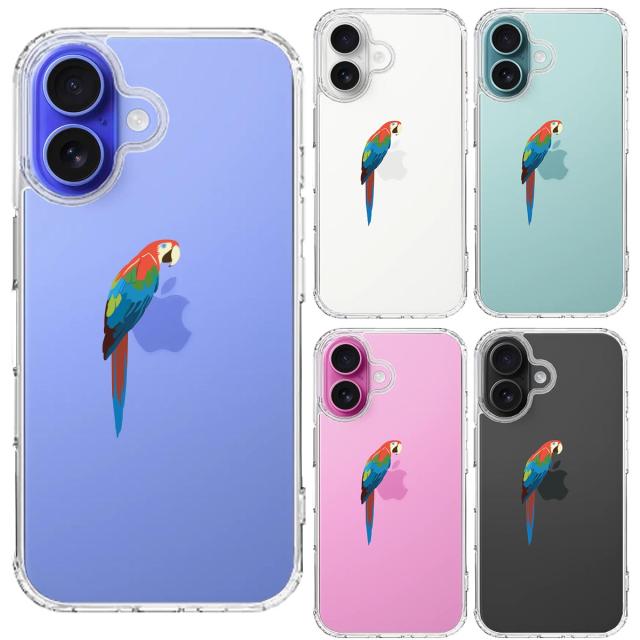 iPhone16 ケース クリア アカコンゴウ インコ スマホケース 側面ソフト 背面ハード ハイブリッド  送料無料-1