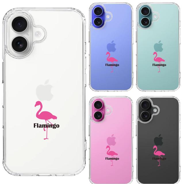 iPhone16 ケース クリア フラミンゴ スマホケース 側面ソフト 背面ハード ハイブリッド  送料無料-1
