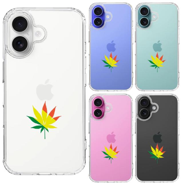iPhone16 ケース クリア ガンジャ 平和 マーク スマホケース 側面ソフト 背面ハード ハイブリッド  送料無料-1