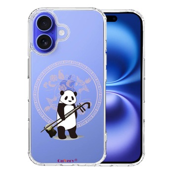 iPhone16 ケース クリア だれパンダ 二胡 スマホケース 側面ソフト 背面ハード ハイブリッド 送料無料-0