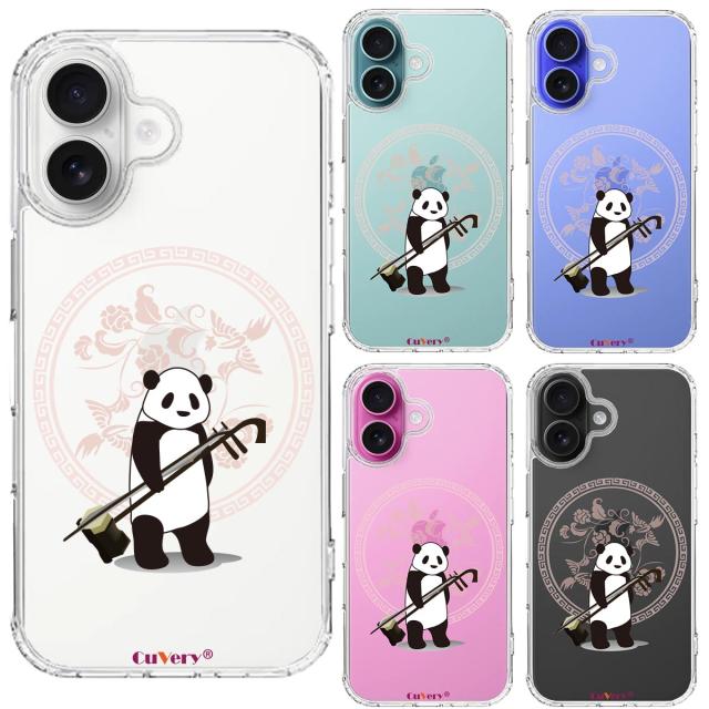 iPhone16 ケース クリア だれパンダ 二胡 スマホケース 側面ソフト 背面ハード ハイブリッド 送料無料-1
