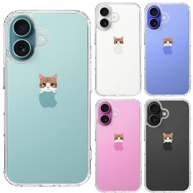 iPhone16 ケース クリア のっかり ネコ 3 スマホケース 側面ソフト 背面ハード ハイブリッド  送料無料-1