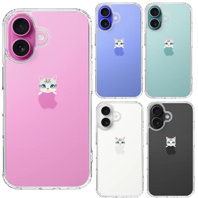 iPhone16 ケース クリア のっかり ネコ 2 スマホケース 側面ソフト 背面ハード ハイブリッド 送料無料-1
