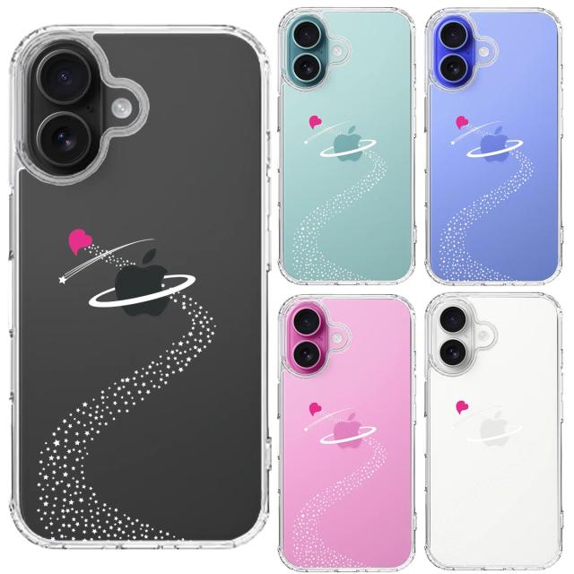 iPhone16 ケース クリア 天の川 ハート スマホケース 側面ソフト 背面ハード ハイブリッド  送料無料-1