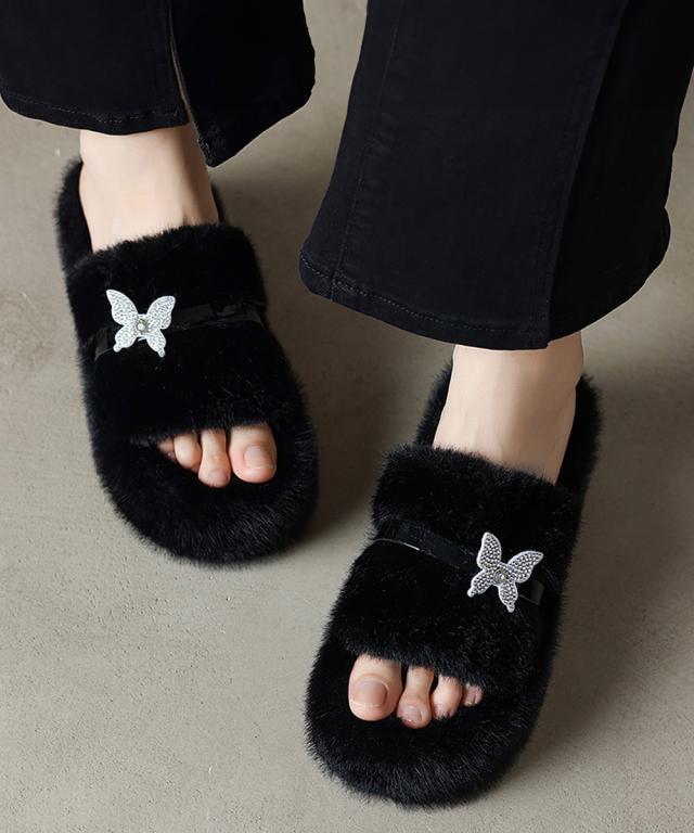 厚底ファーサンダル 蝶々 スリッパ 秋冬 送料無料 即日発送-6