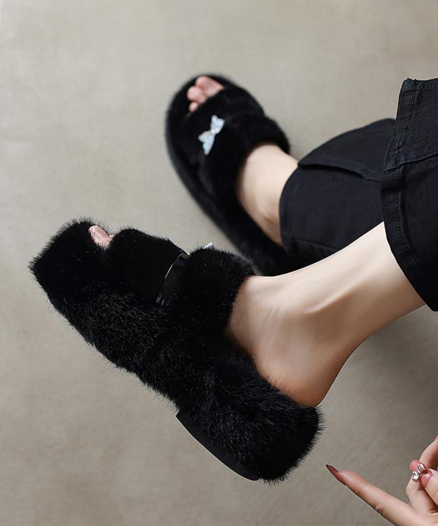 厚底ファーサンダル 蝶々 スリッパ 秋冬 送料無料 即日発送-7