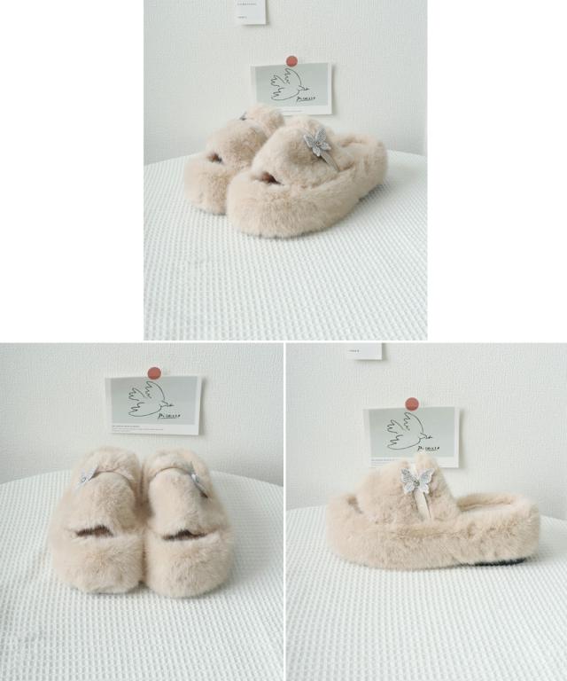 厚底ファーサンダル 蝶々 スリッパ 秋冬 送料無料 即日発送-8