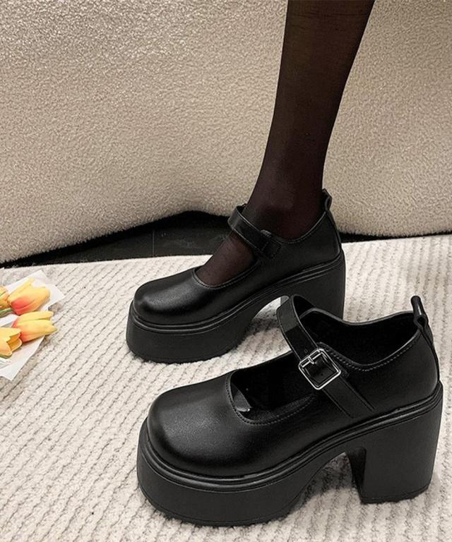 厚底ローファー ストラップパンプス 送料無料 即日発送-8