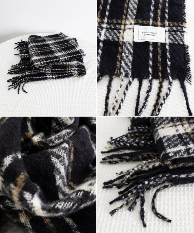 チェック柄ストール 大判フリンジマフラー 送料無料 即日発送-3