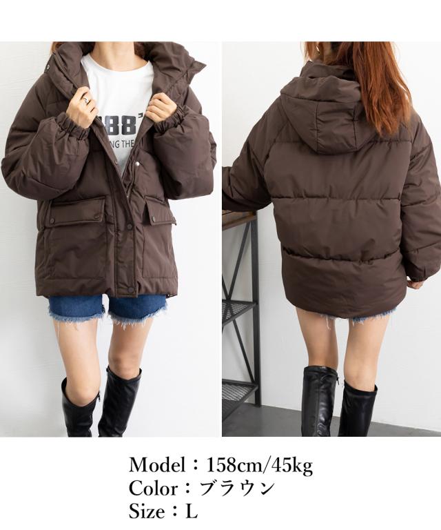 フード中綿コートフェイクダウンジャケット 送料無料 即日発送-9