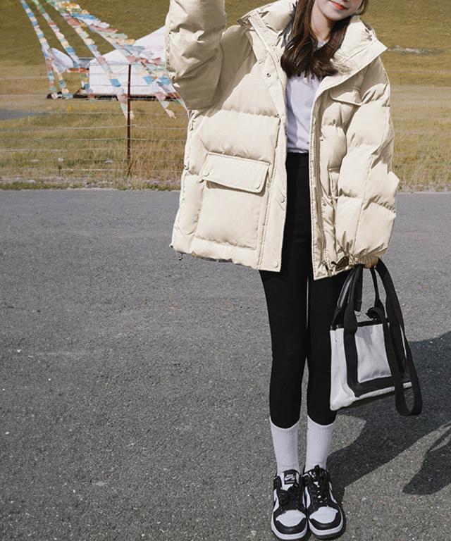 フード中綿コートフェイクダウンジャケット 送料無料 即日発送-6