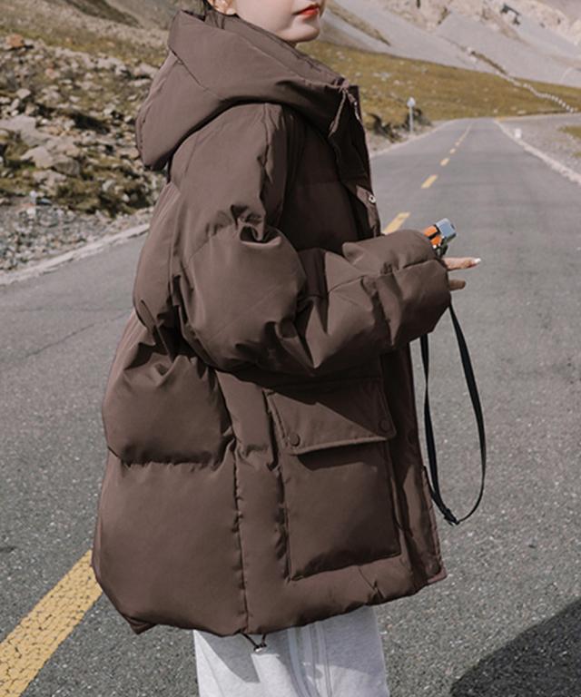 フード中綿コートフェイクダウンジャケット 送料無料 即日発送-8