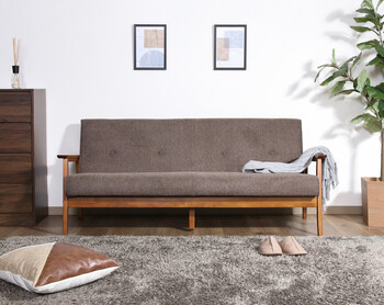 ソファー 厚手ファブリックソファ ミート 3P 2色展開 送料無料-11