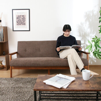 ソファー 厚手ファブリックソファ ミート 3P 2色展開 送料無料-13