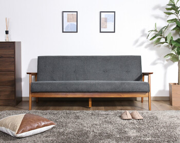 ソファー 厚手ファブリックソファ ミート 3P 2色展開 送料無料-3