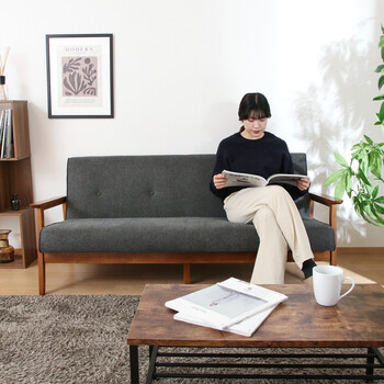 ソファー 厚手ファブリックソファ ミート 3P 2色展開 送料無料-5