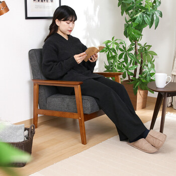 ソファー 厚手ファブリックソファ ミート 1P 2色展開 送料無料-5