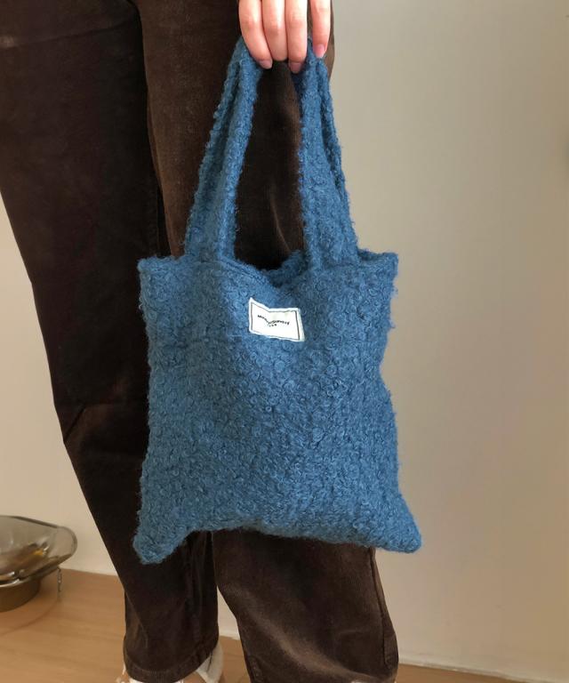 ボアトートバッグ ミニ 無地 軽量 秋冬 送料無料 即日発送-4