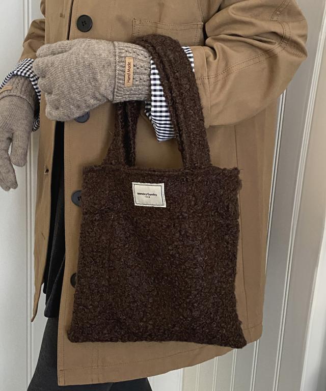 ボアトートバッグ ミニ 無地 軽量 秋冬 送料無料 即日発送-6