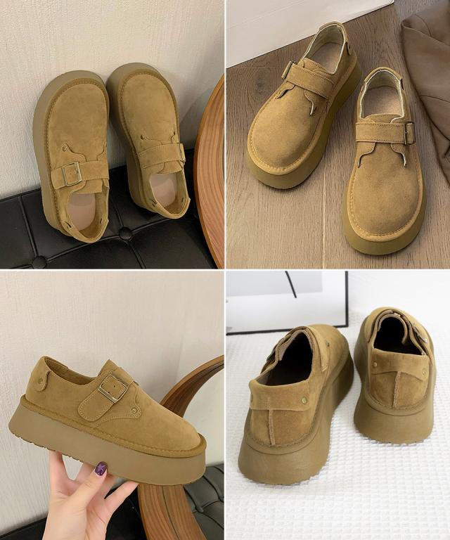 モカシンシューズ 厚底スエード調パンプス 送料無料 即日発送-2