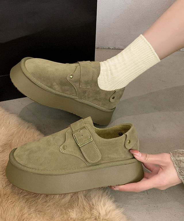 モカシンシューズ 厚底スエード調パンプス 送料無料 即日発送-8