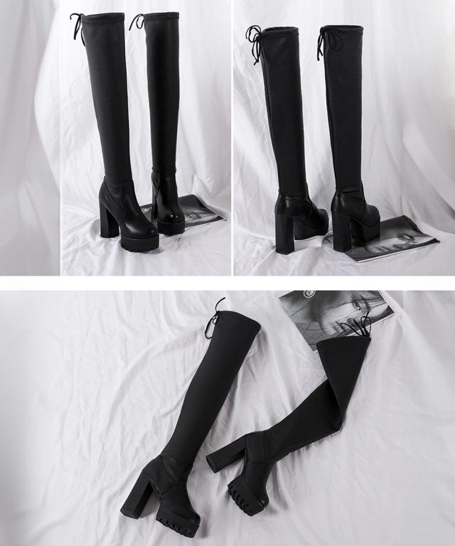 ニーハイブーツ厚底 フィットロングブーツ 送料無料 即日発送-2