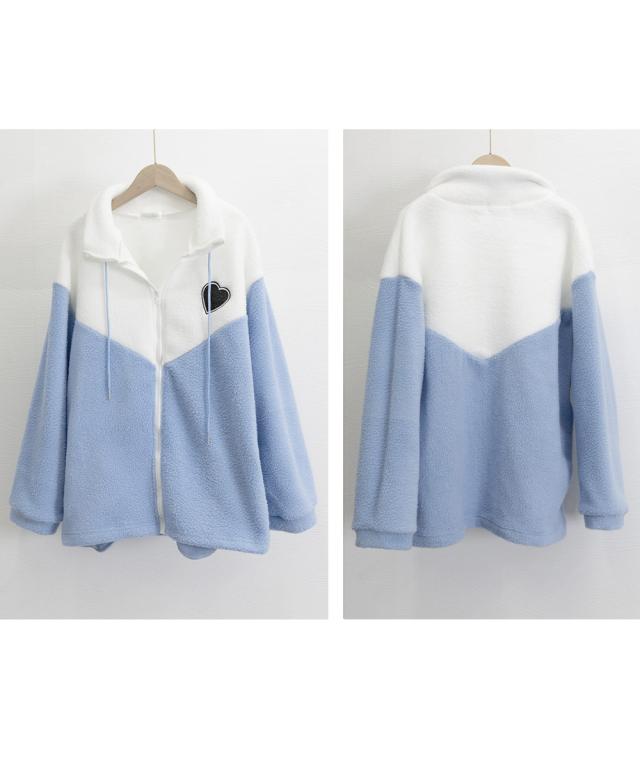 スタンドカラーボアジャケット バイカラー 送料無料 即日発送-2