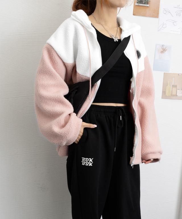 スタンドカラーボアジャケット バイカラー 送料無料 即日発送-8