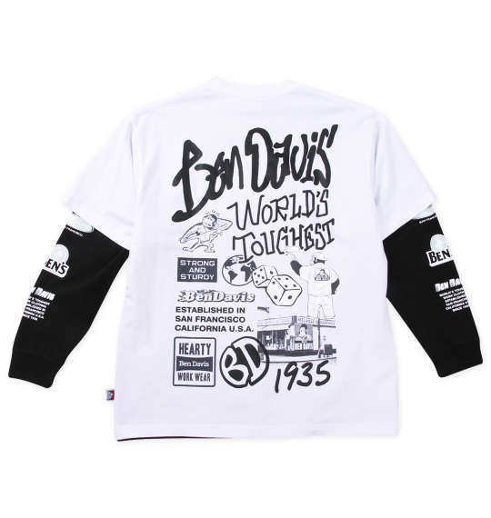 大きいサイズ BEN DAVIS 長袖T＆半袖TレイヤードTシャツ 3L 4L 5L 6L MC846851-83002 ラッピング可 送料無料 即日発送-1