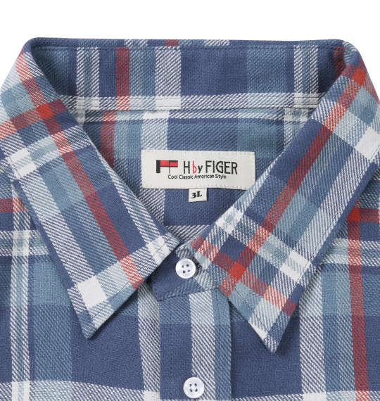 大きいサイズ H by FIGER 10番ビエラチェック長袖シャツ 3L 4L 5L 6L 8L MC743021-83064 ラッピング可 送料無料 即日発送-3
