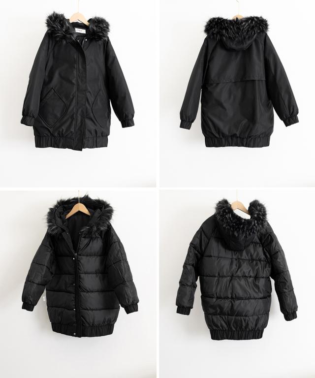 中綿ショートコートファー付きコート 送料無料 即日発送-2