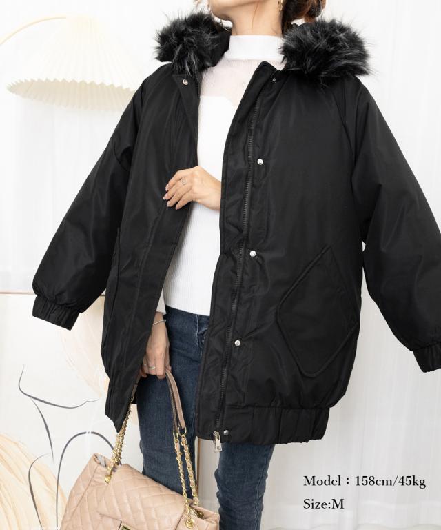 中綿ショートコートファー付きコート 送料無料 即日発送-8