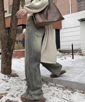 ヴィンテージ風ワイドデニムパンツ美脚 送料無料 即日発送-3