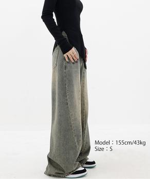 ヴィンテージ風ワイドデニムパンツ美脚 送料無料 即日発送-6